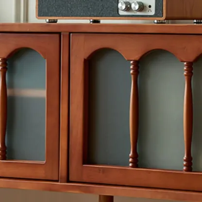 Art Deco Modern Wood TV Stand with Cable Management Image - 9