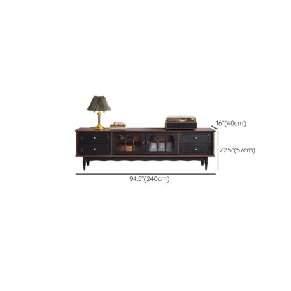 Cable Management Art Deco Wood TV Stand with Drawers Image - 11