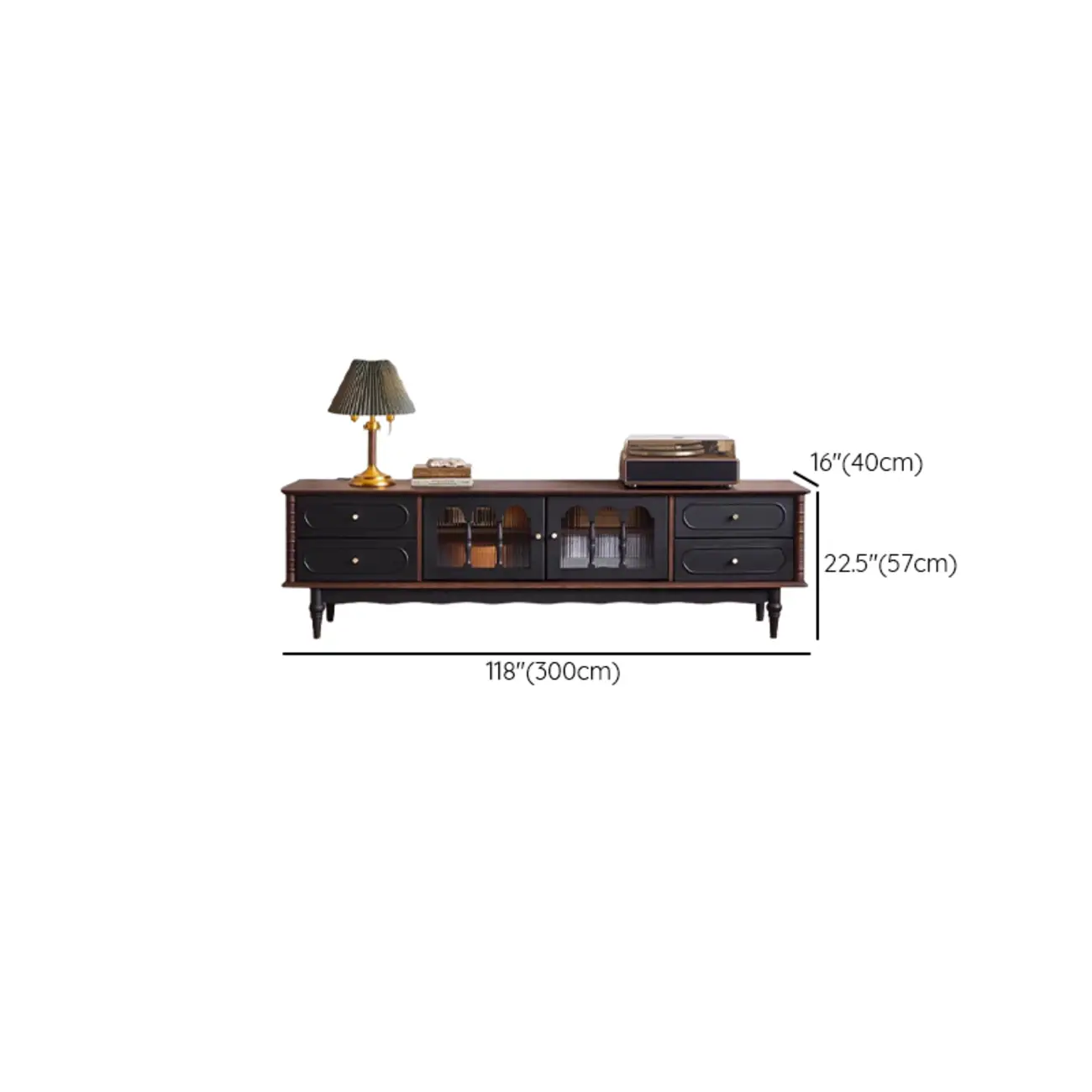 Cable Management Art Deco Wood TV Stand with Drawers Image - 13 | homeyfad