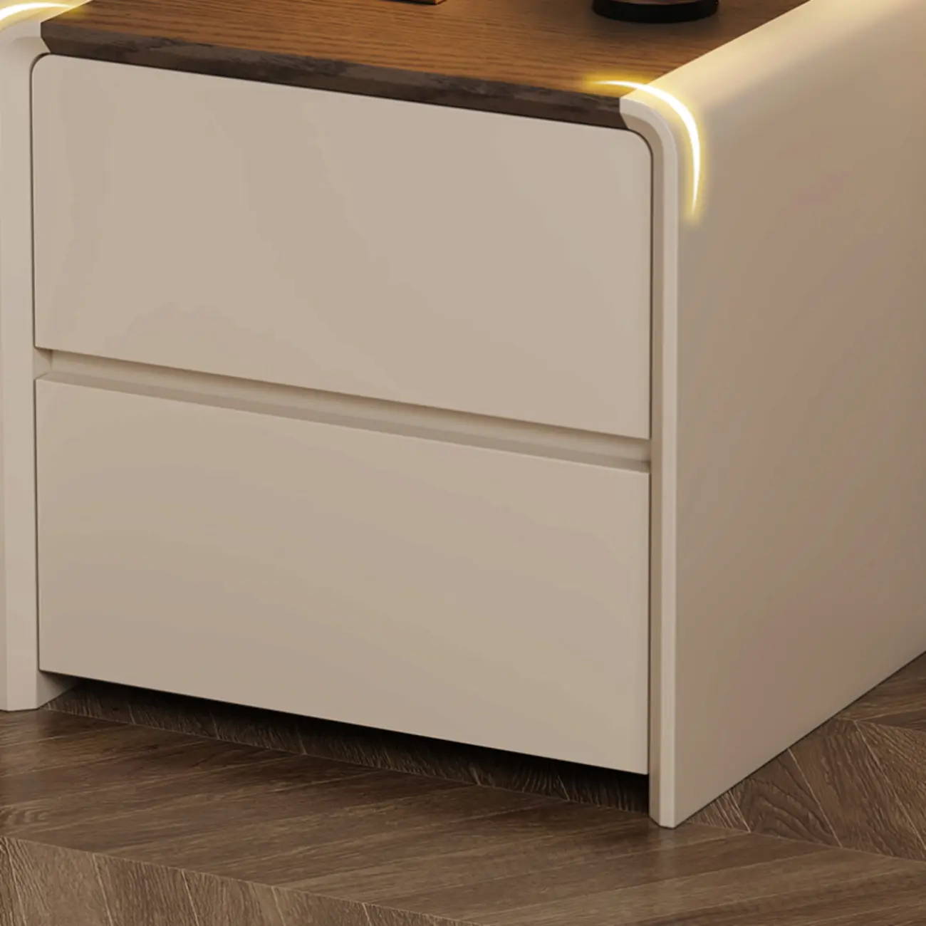 Versatile Modern Faux Leather Wooden Nightstand Image - 8 | homeyfad