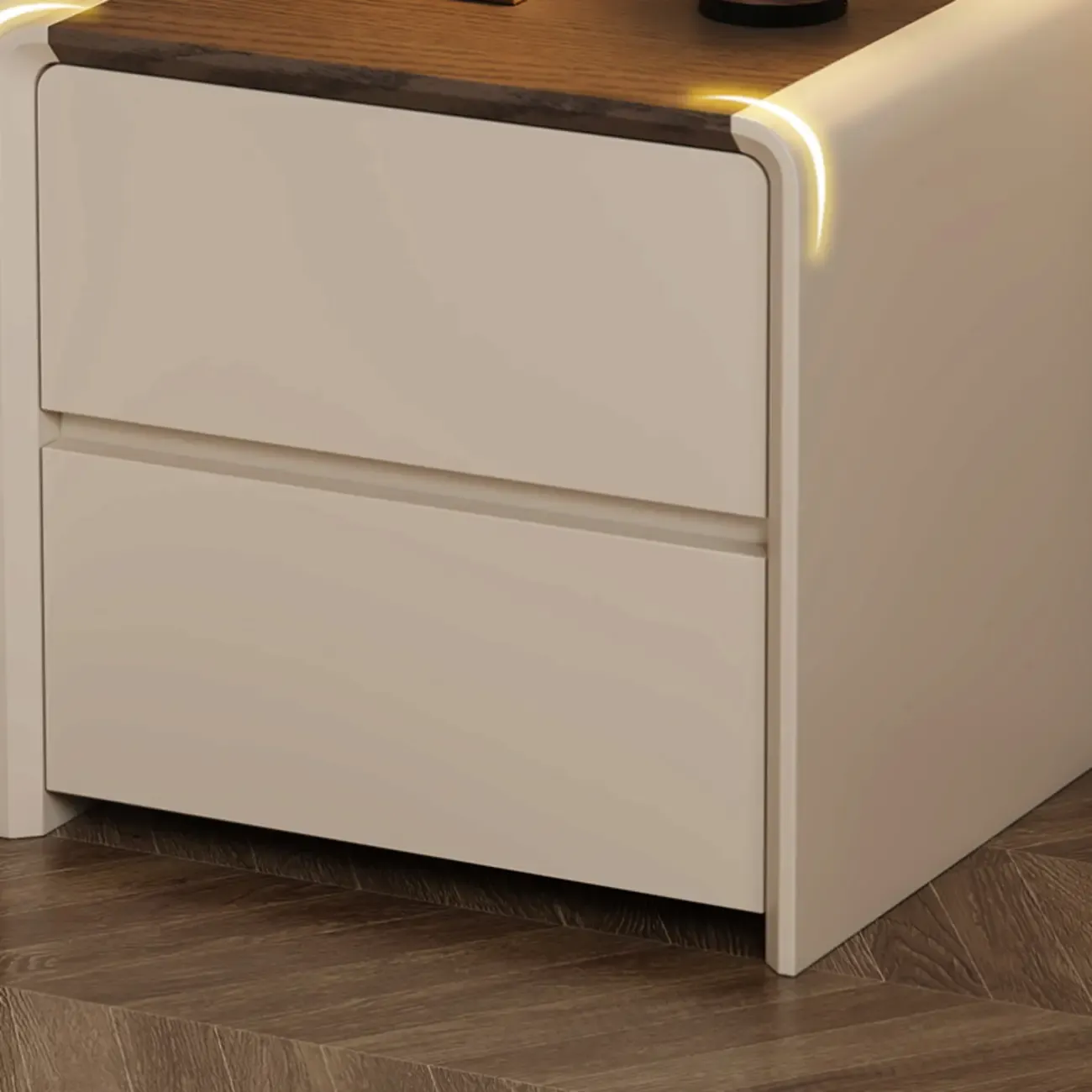 Versatile Modern Faux Leather Wooden Nightstand Image - 8