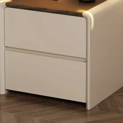 Versatile Modern Faux Leather Wooden Nightstand Image - 8
