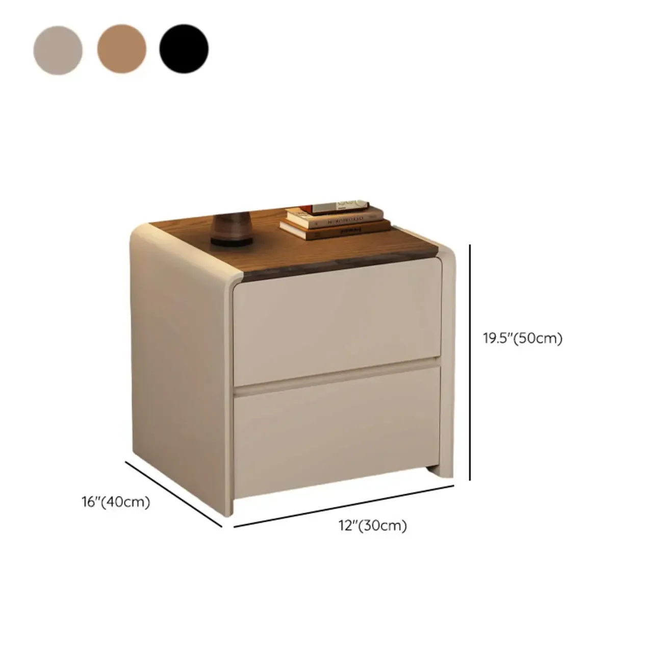 Versatile Modern Faux Leather Wooden Nightstand #size