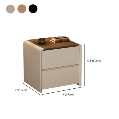 Versatile Modern Faux Leather Wooden Nightstand Image - 12