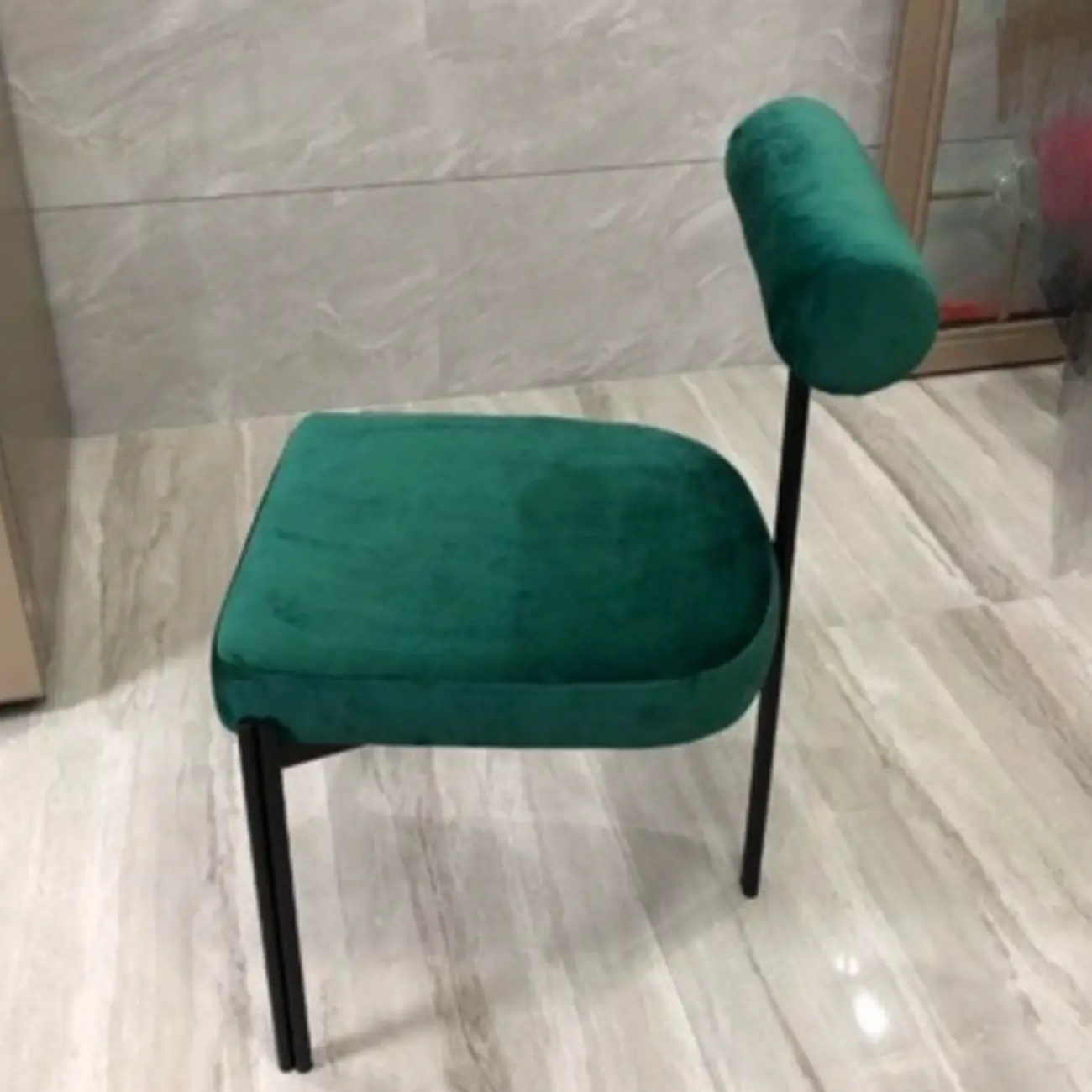 Grid Pattern Upholstered Armless Low Back Dining Chairs Image - 3 | homeyfad