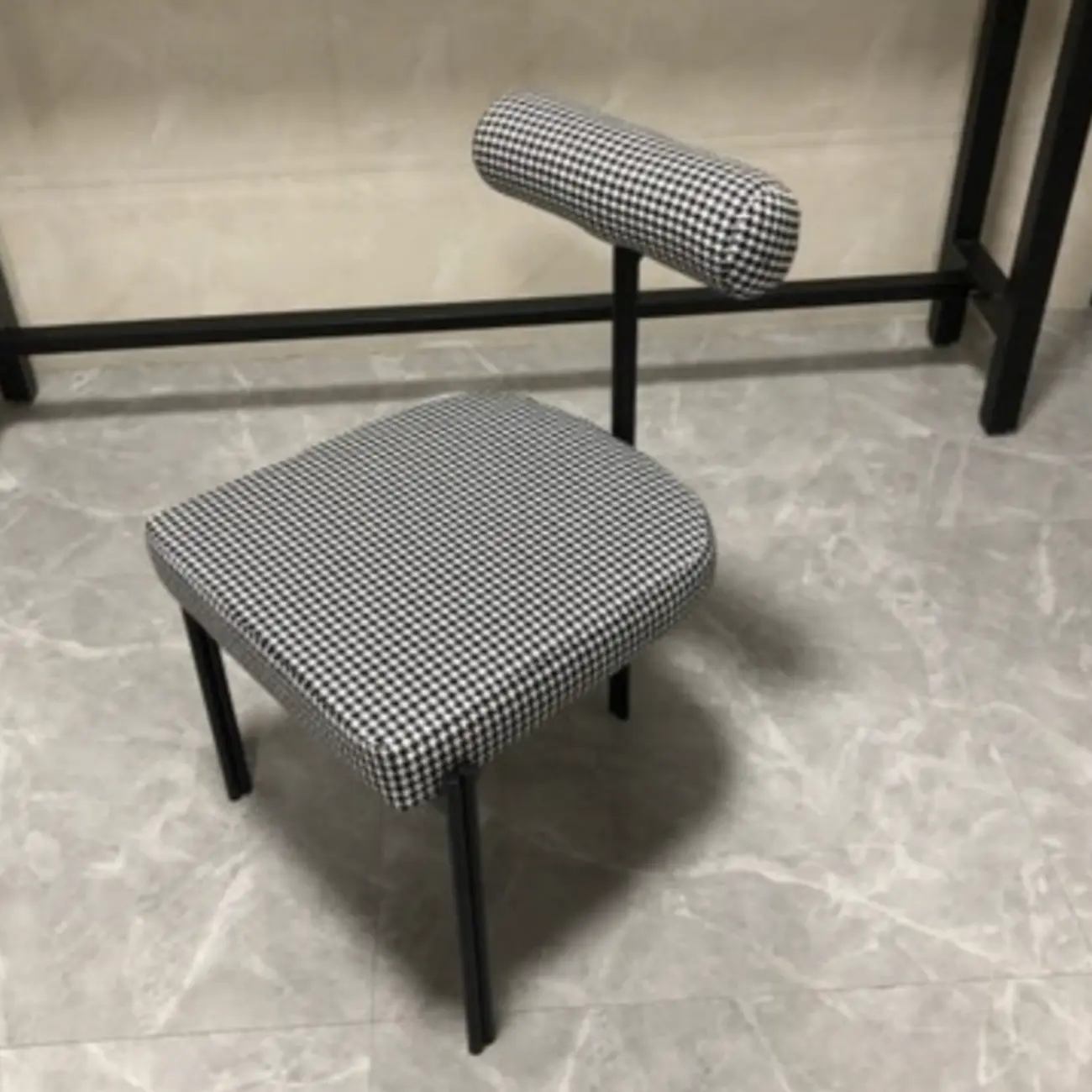 Grid Pattern Upholstered Armless Low Back Dining Chairs Image - 4 | homeyfad