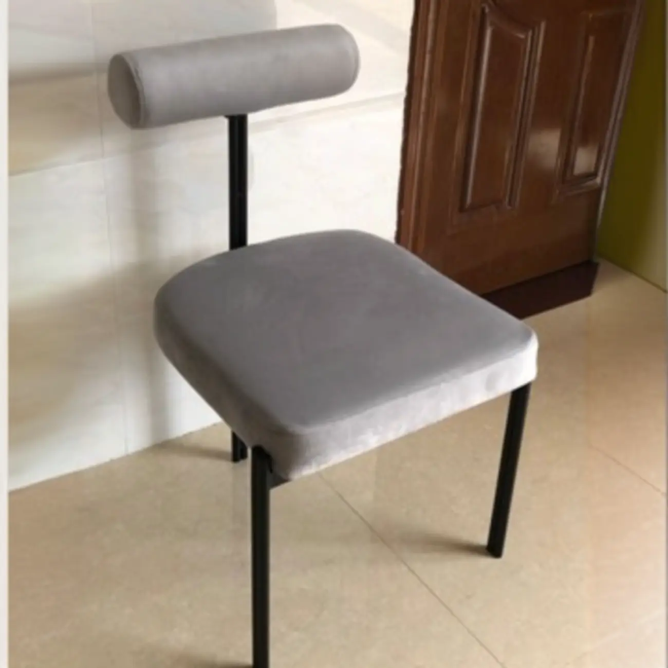 Grid Pattern Upholstered Armless Low Back Dining Chairs Image - 5 | homeyfad