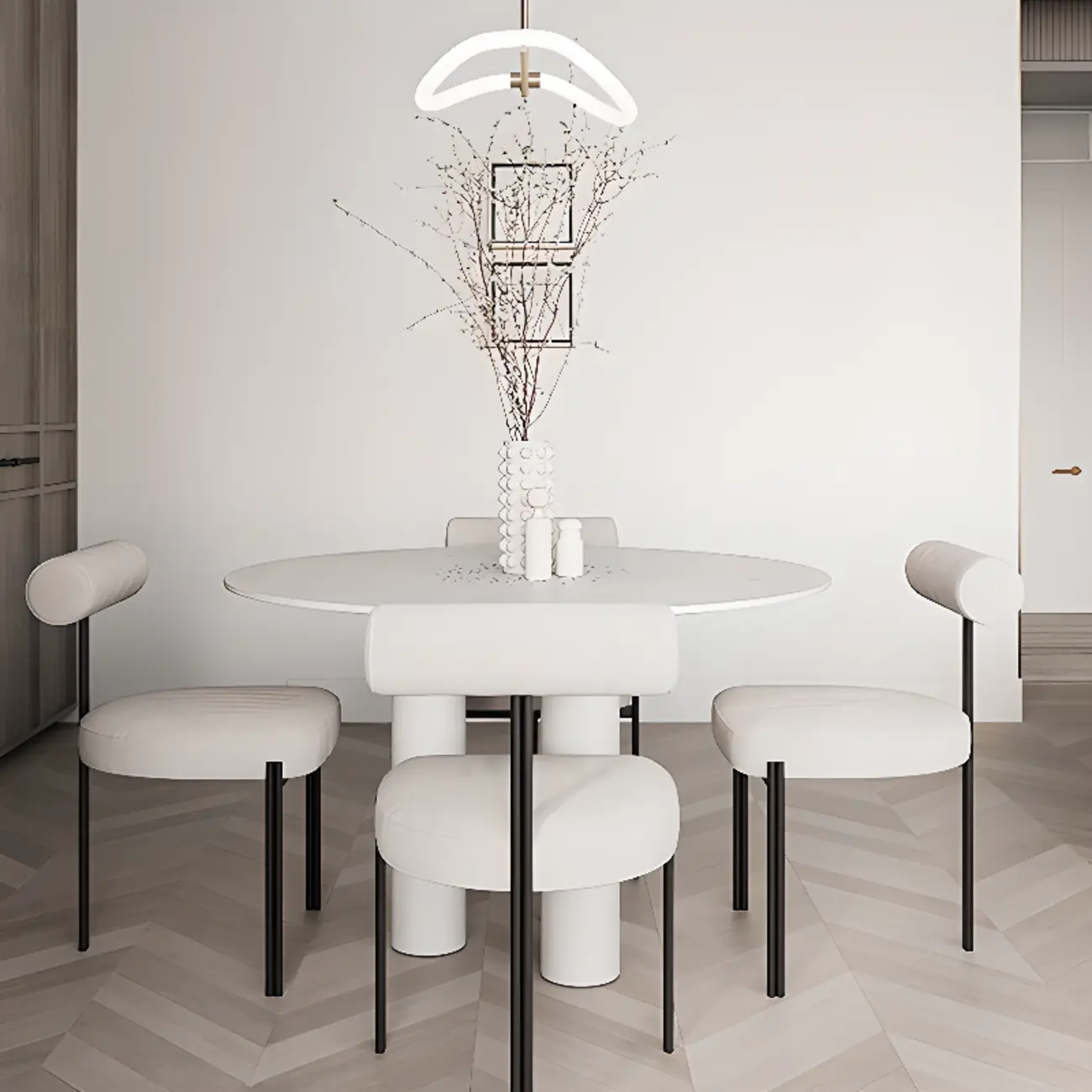 Grid Pattern Upholstered Armless Low Back Dining Chairs Image - 6 | homeyfad