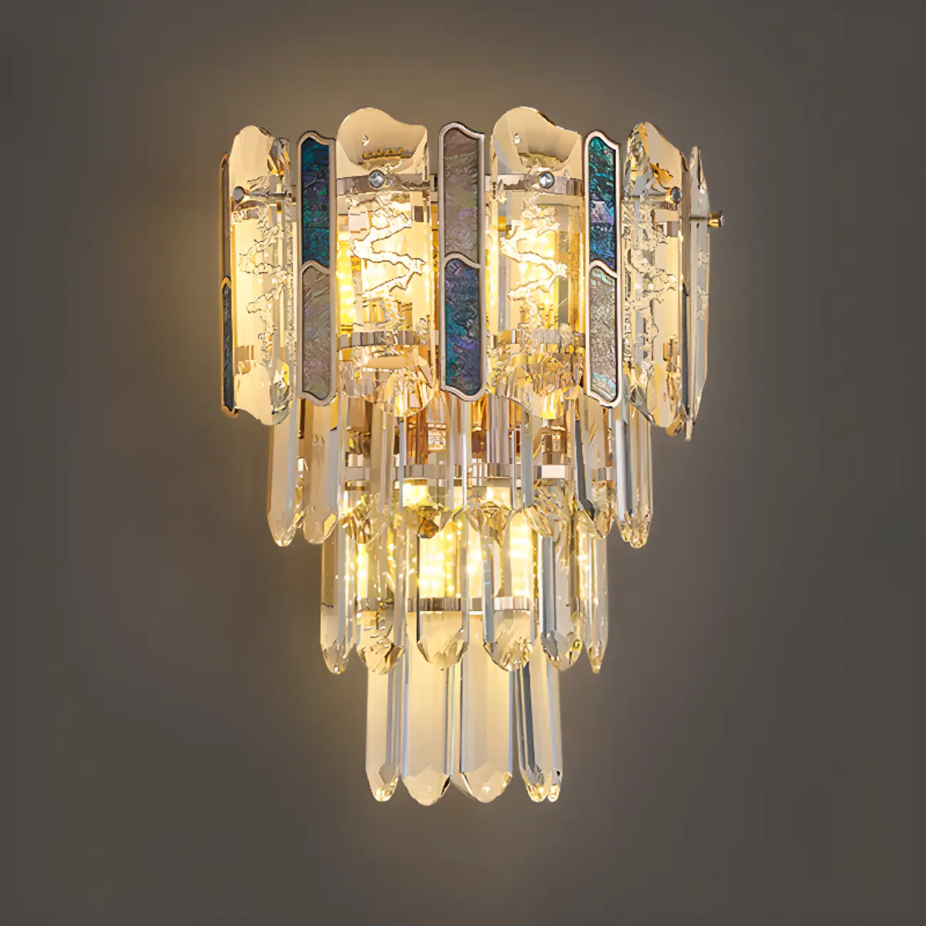 Modern Luxury Crystal Wall Sconce with Gold Finish Image - 2 | homeyfad