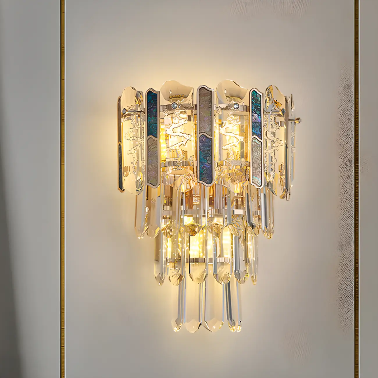 Modern Luxury Crystal Wall Sconce with Gold Finish Image - 3 | homeyfad