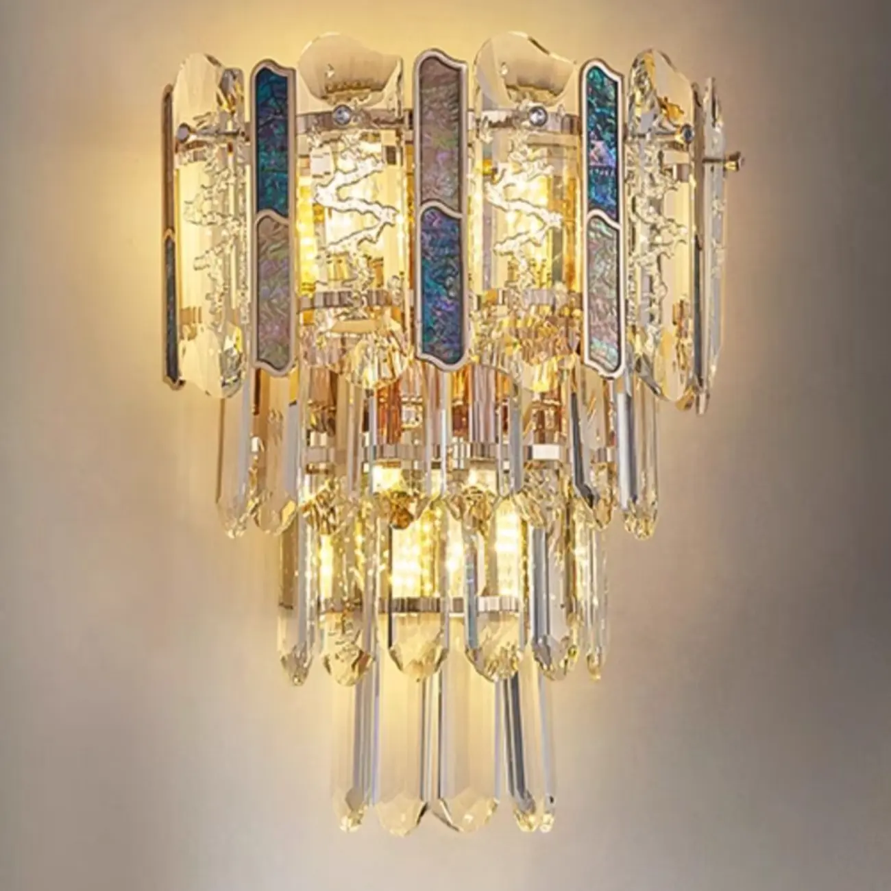 Modern Luxury Crystal Wall Sconce with Gold Finish Image - 4 | homeyfad