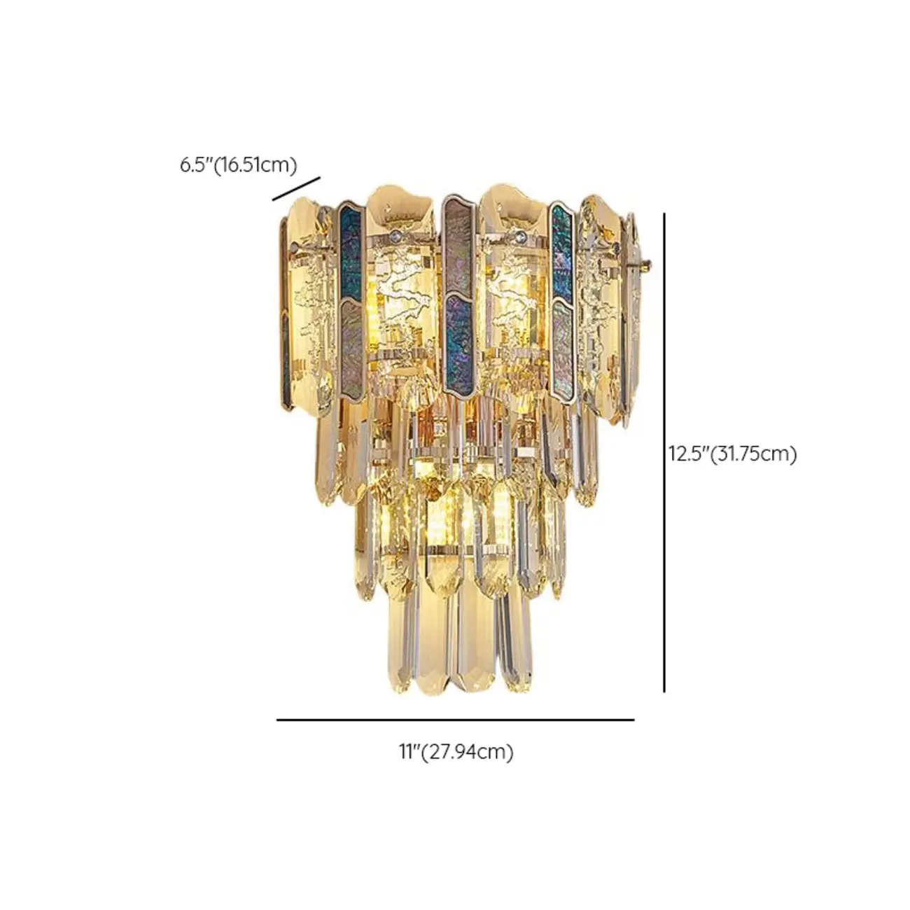 Modern Luxury Crystal Wall Sconce with Gold Finish #size | homeyfad
