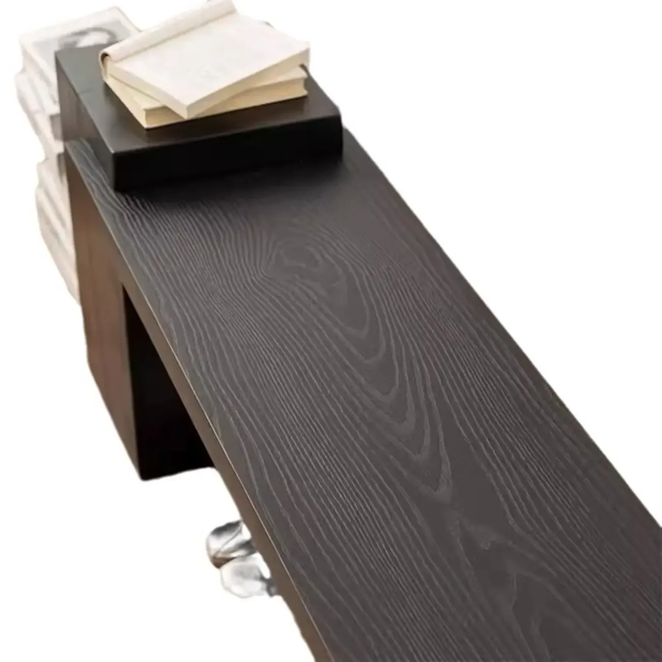 Functional Modern Wood Bedroom Bench Natural Black Image - 6