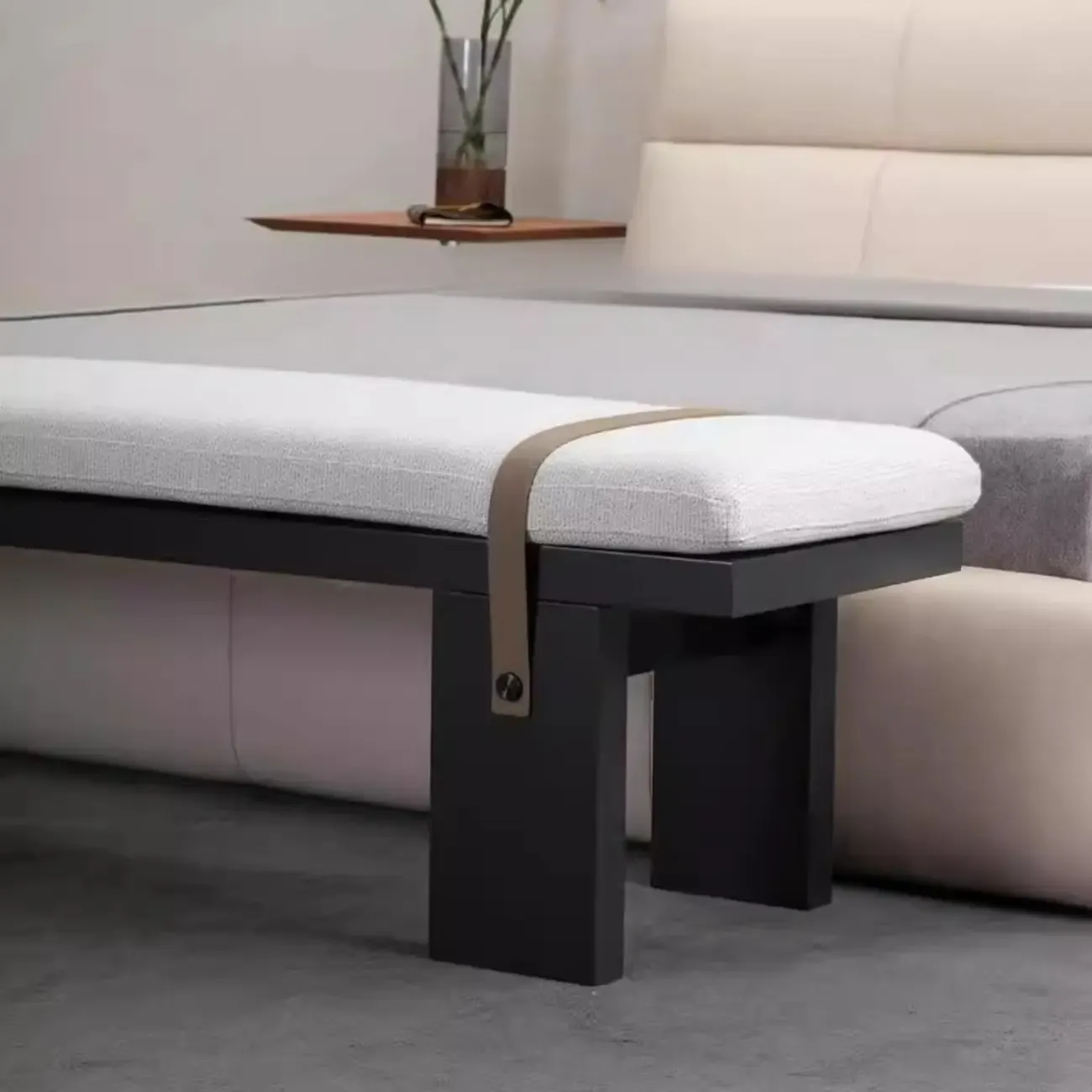 Elegant Modern Upholstered Bedroom Bench Image - 5
