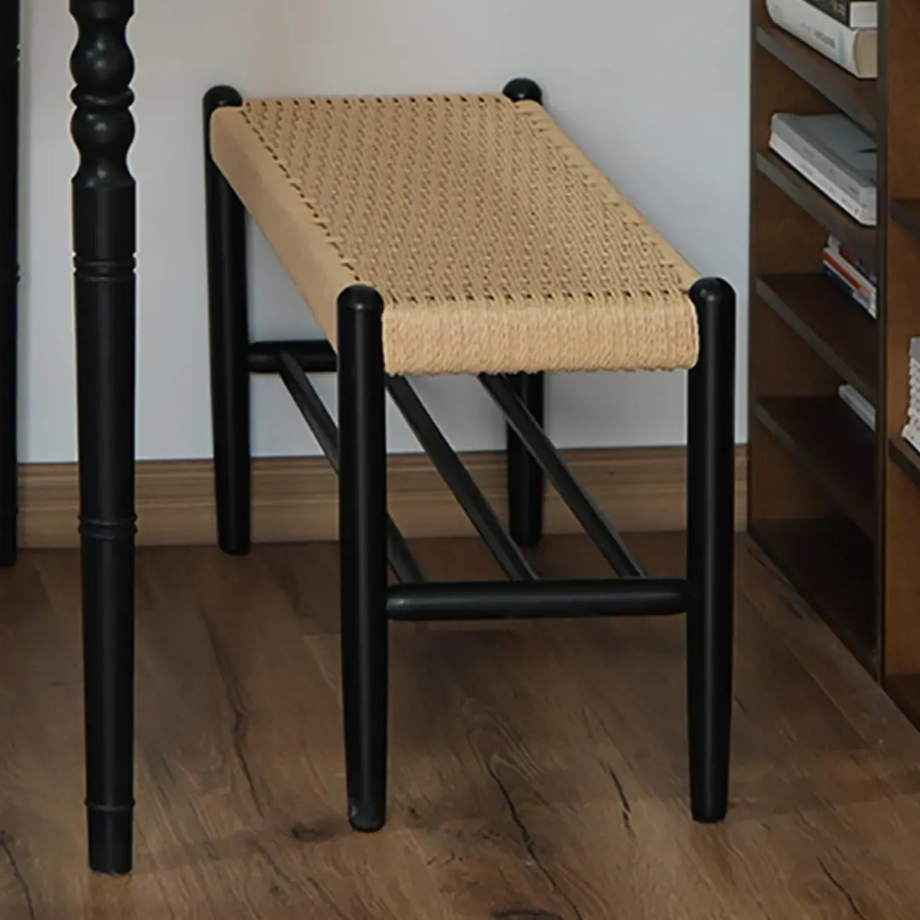 Trendy Cherry Wood Solid Color Indoor Bench Seat with Stockroom Storage Image - 4