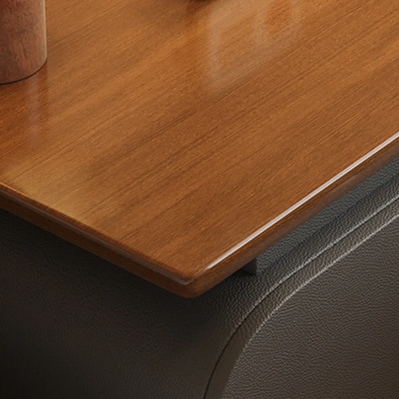 Faux Leather Modern Nightstand Wood Countertop Image - 8 | homeyfad