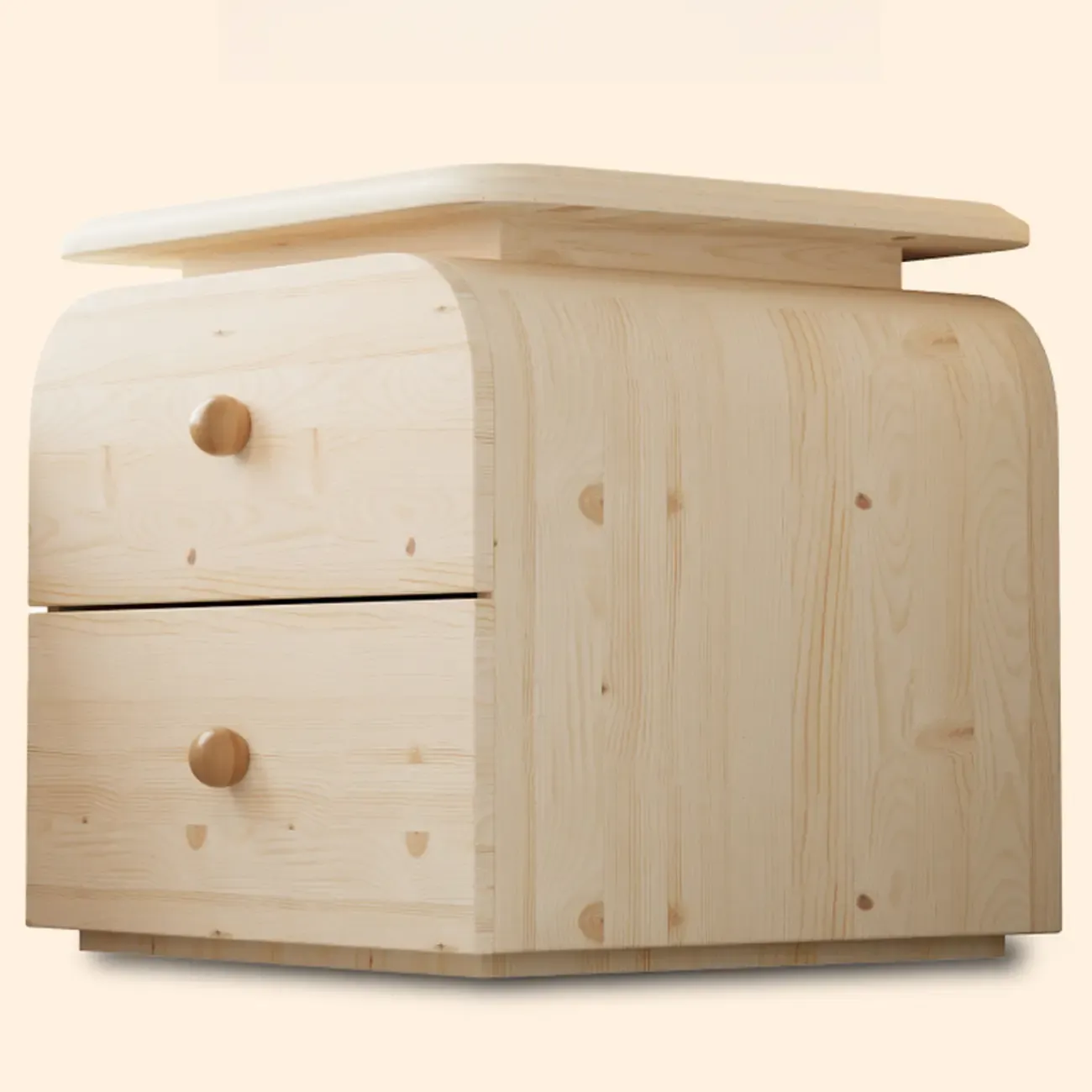 Faux Leather Modern Nightstand Wood Countertop Image - 10