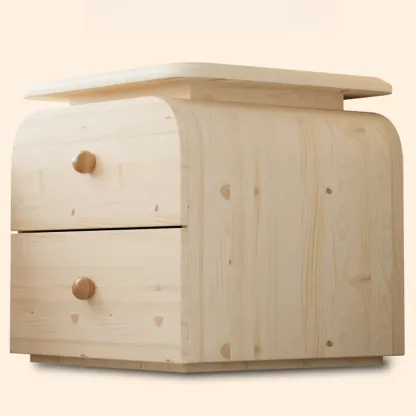 Faux Leather Modern Nightstand Wood Countertop Image - 10