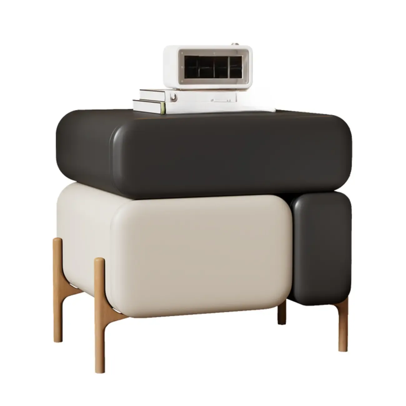 Modern Faux Leather Multi-Color Drawer Nightstand Image - 2