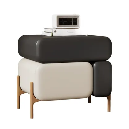 Modern Faux Leather Multi-Color Drawer Nightstand Image - 2