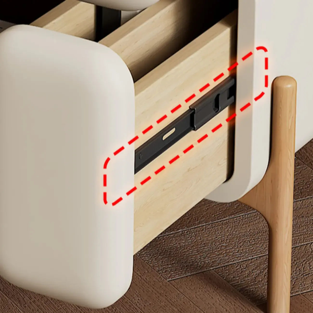 Modern Faux Leather Multi-Color Drawer Nightstand Image - 4