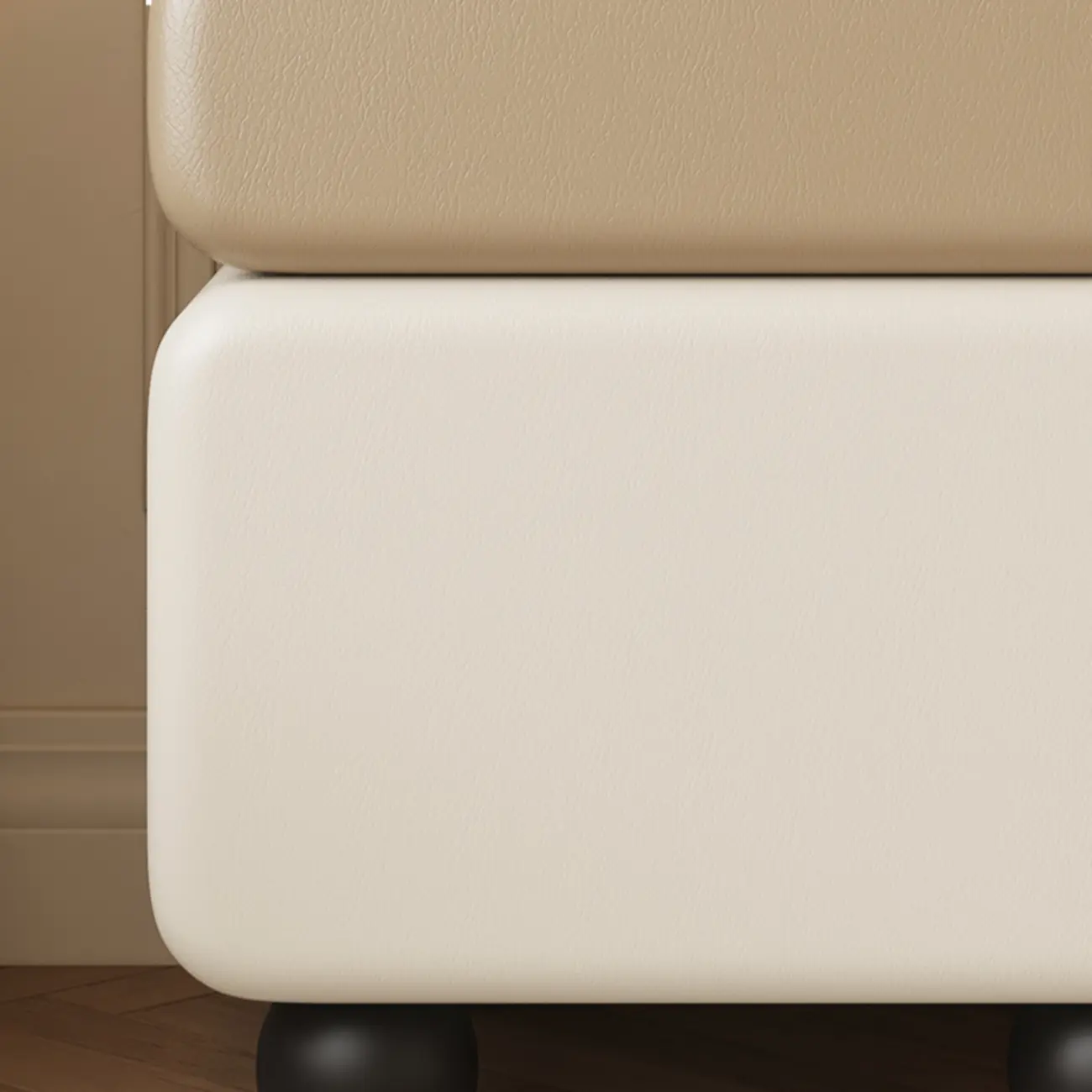 Modern Faux Leather Wood Nightstand Storage Image - 8 | homeyfad