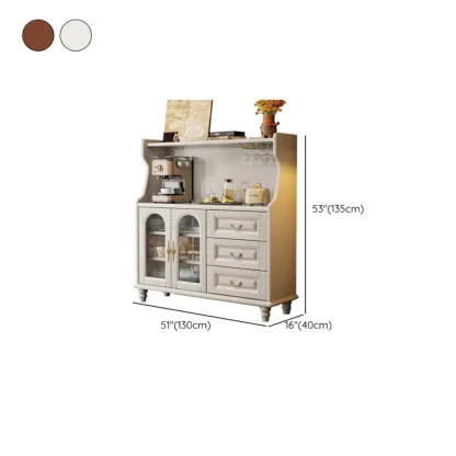 Modern Wood Kitchen Buffet with Shelves and Stemware Rack #size