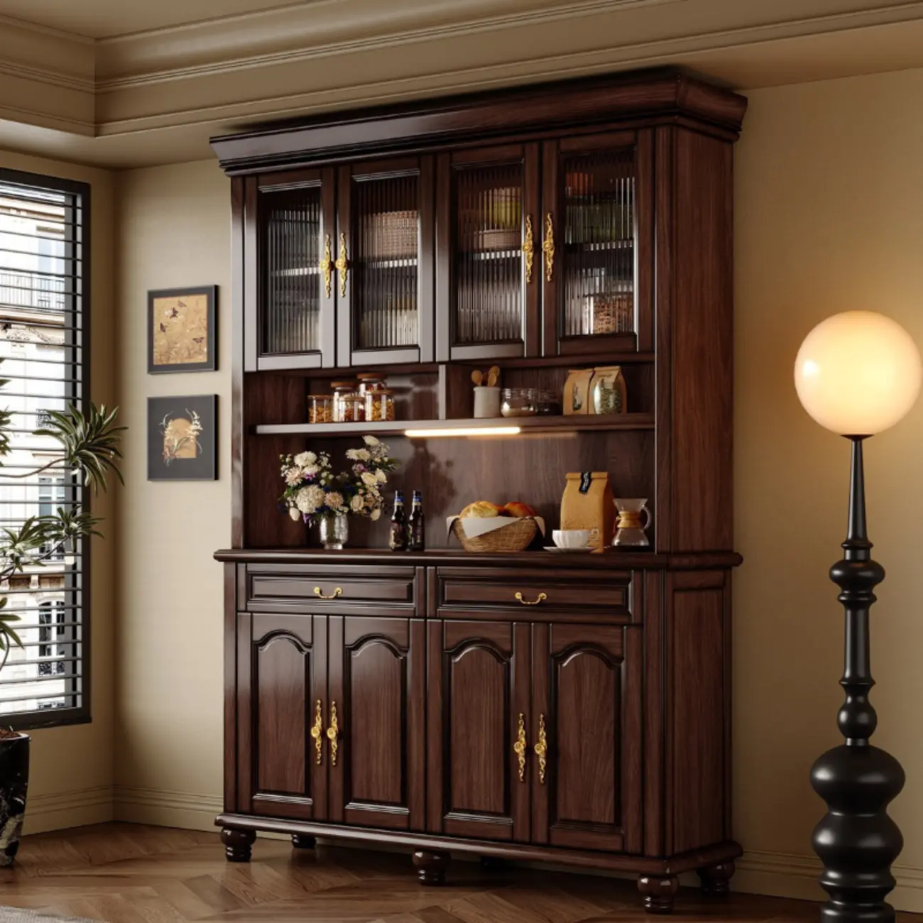 Modern Wood Buffet with Illumination and Storage Image - 1 | homeyfad