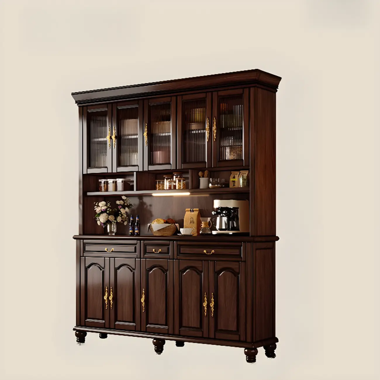 Modern Wood Buffet with Illumination and Storage Image - 2 | homeyfad