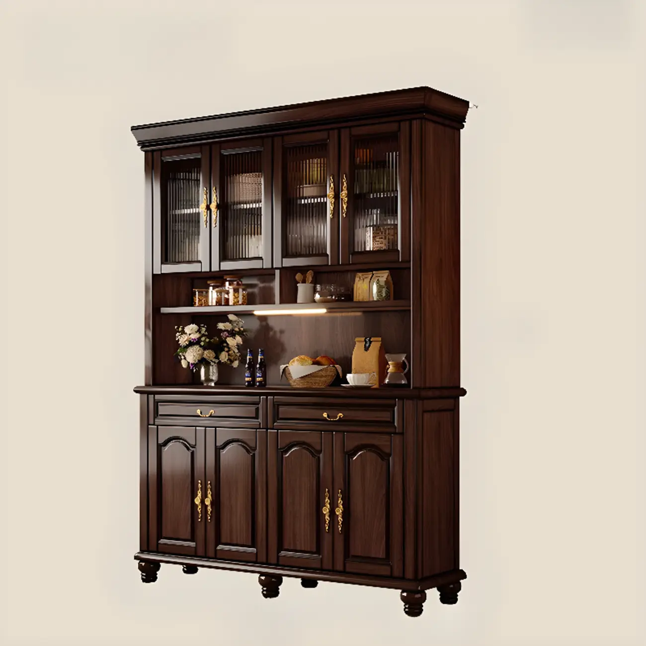 Modern Wood Buffet with Illumination and Storage Image - 3 | homeyfad