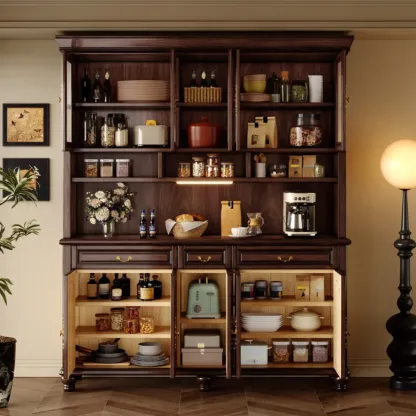 Modern Wood Buffet with Illumination and Storage Image - 4