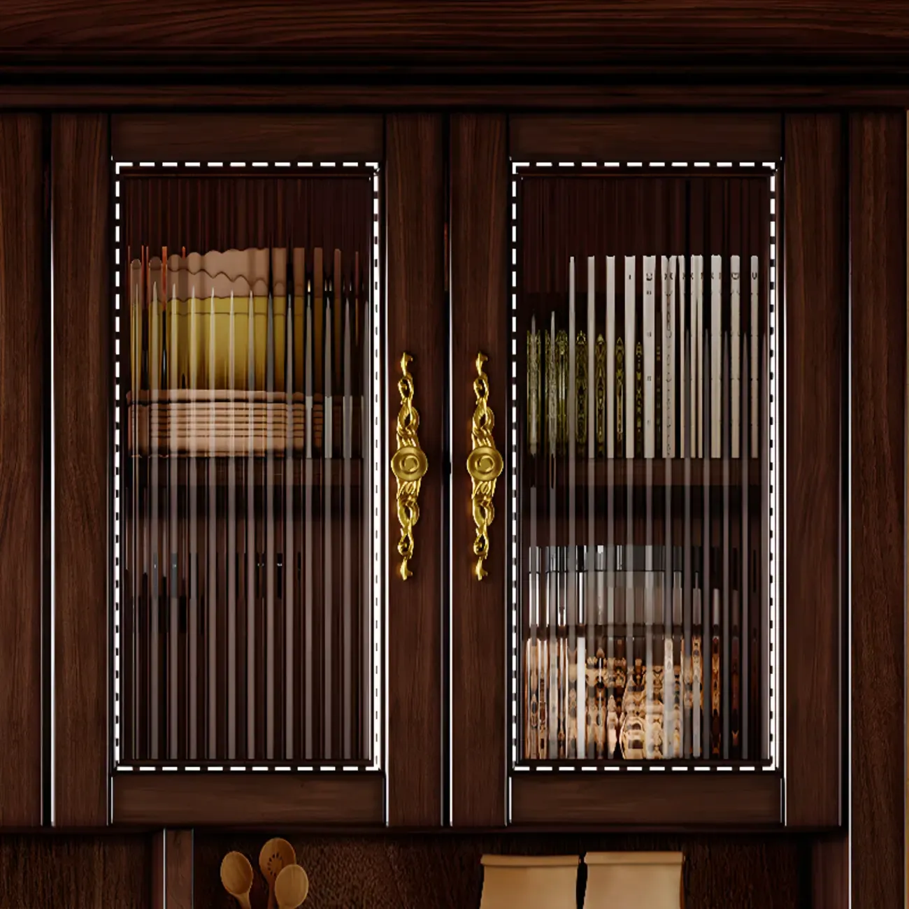 Modern Wood Buffet with Illumination and Storage Image - 6