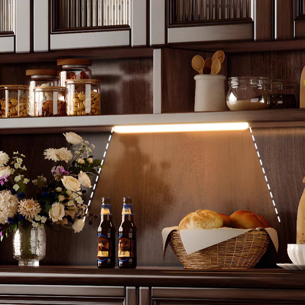 Modern Wood Buffet with Illumination and Storage Image - 7 | homeyfad