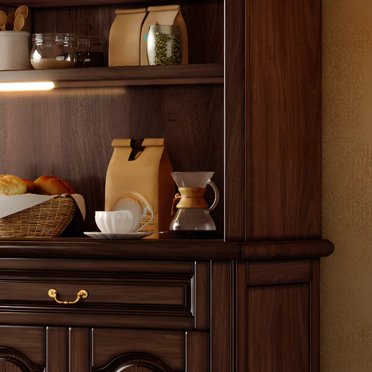 Modern Wood Buffet with Illumination and Storage Image - 9 | homeyfad