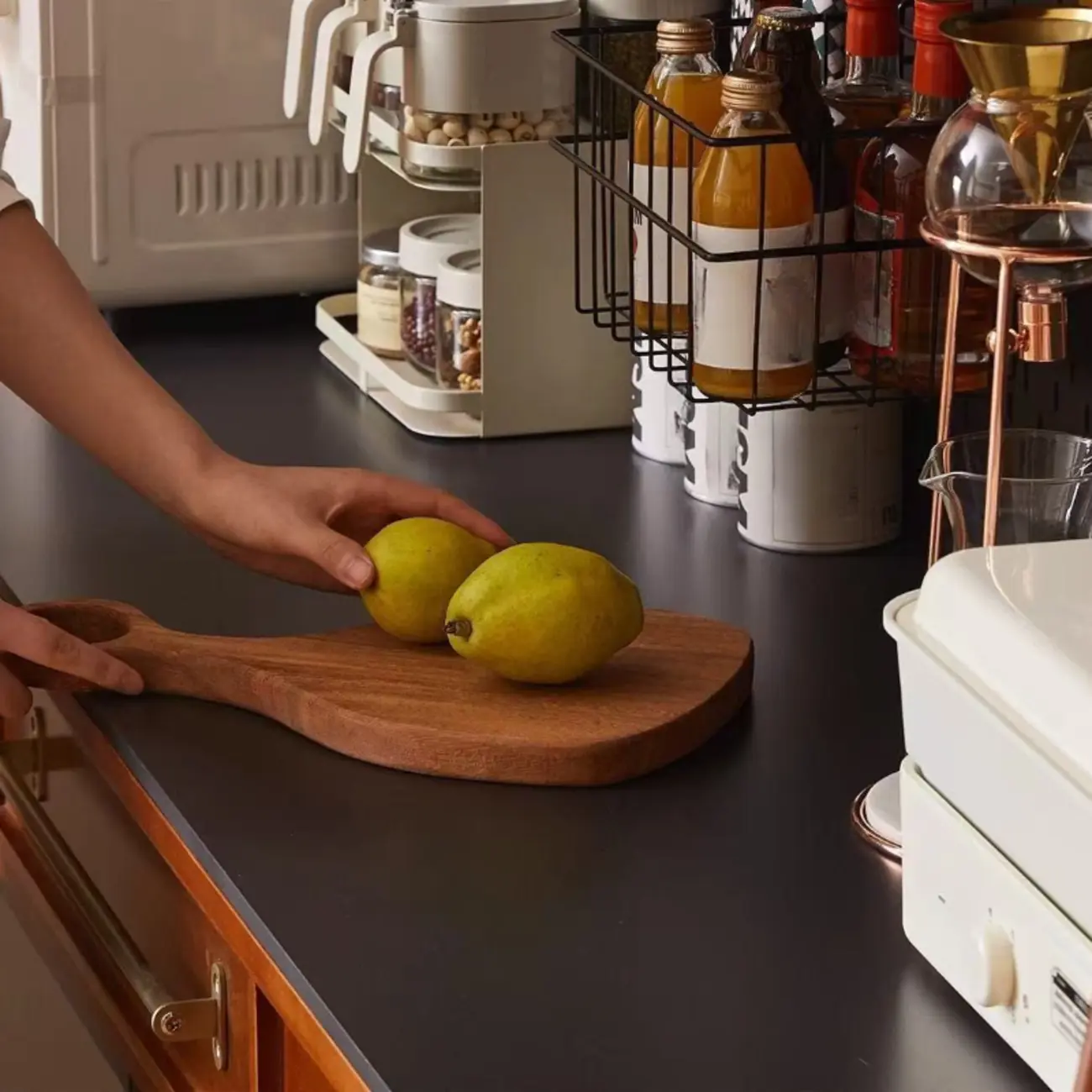 Modern Espresso Wood Buffet with Stone Top Image - 6 | homeyfad