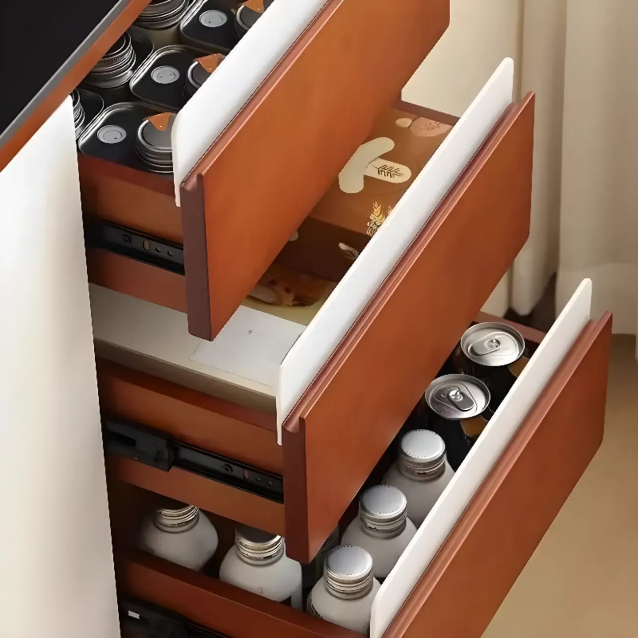 Modern Wood Buffet with Illumination Light Image - 4