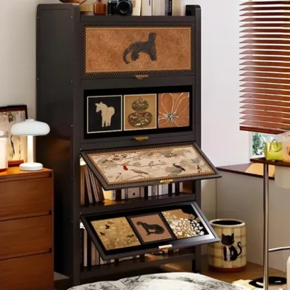 Mid-Century Modern Closed Back Bookcase Artistic Storage Image - 1