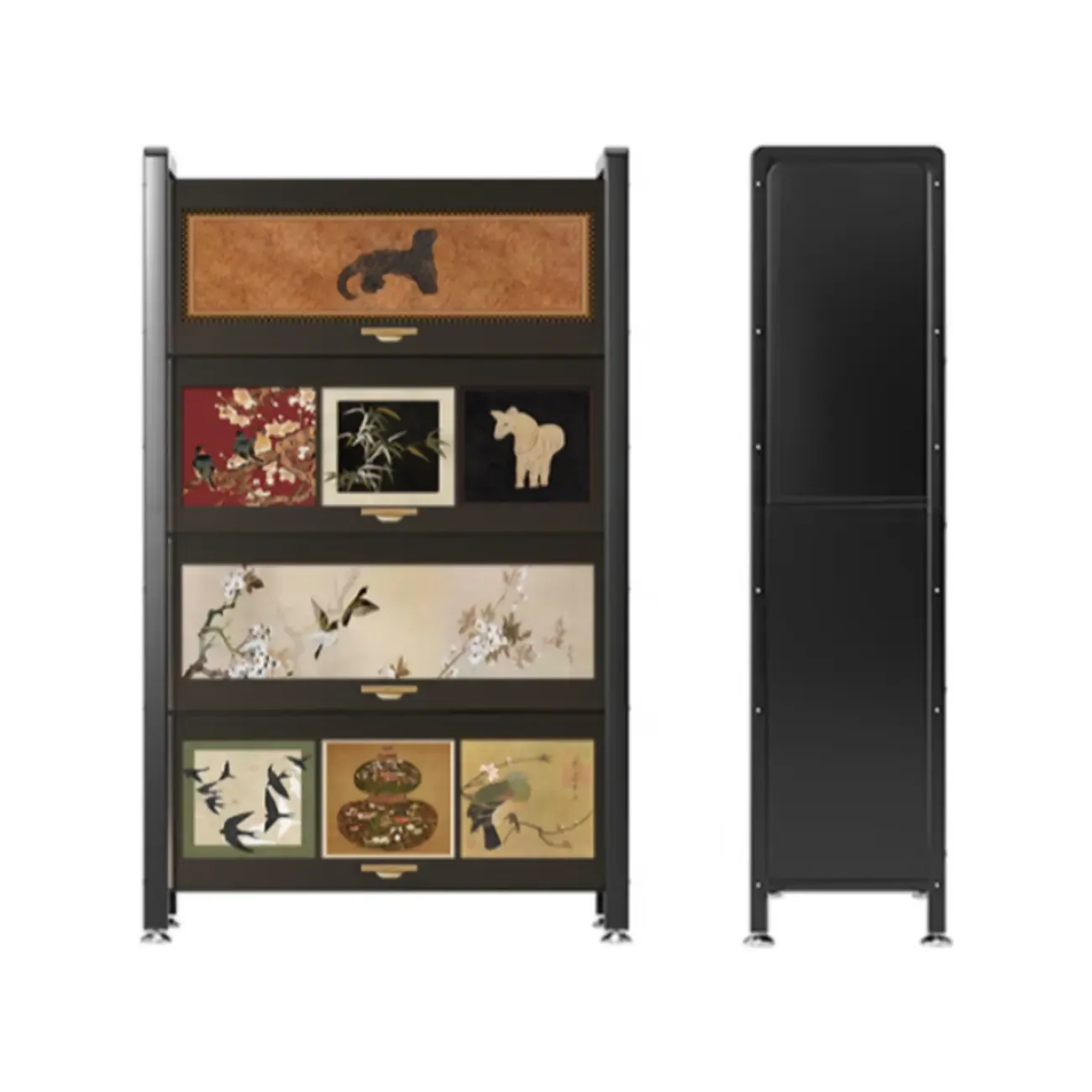 Mid-Century Modern Closed Back Bookcase Artistic Storage Image - 3