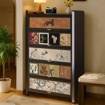 Mid-Century Modern Closed Back Bookcase Artistic Storage Image - 2