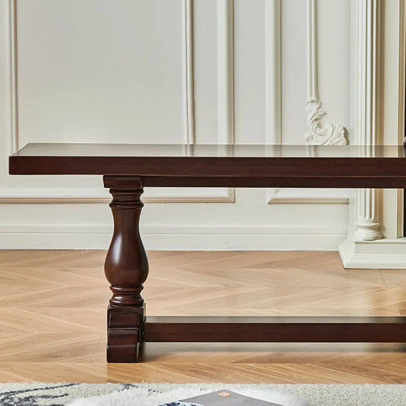 Modern Solid Wood Brown Living Room Bench Image - 6