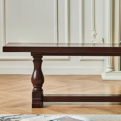 Modern Solid Wood Brown Living Room Bench Image - 6