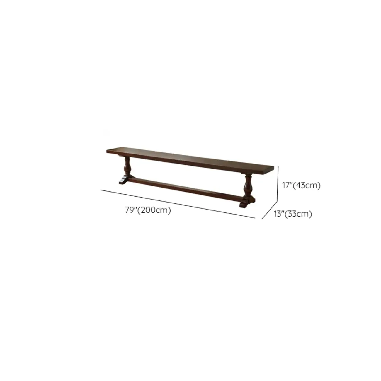 Modern Solid Wood Brown Living Room Bench Image - 11