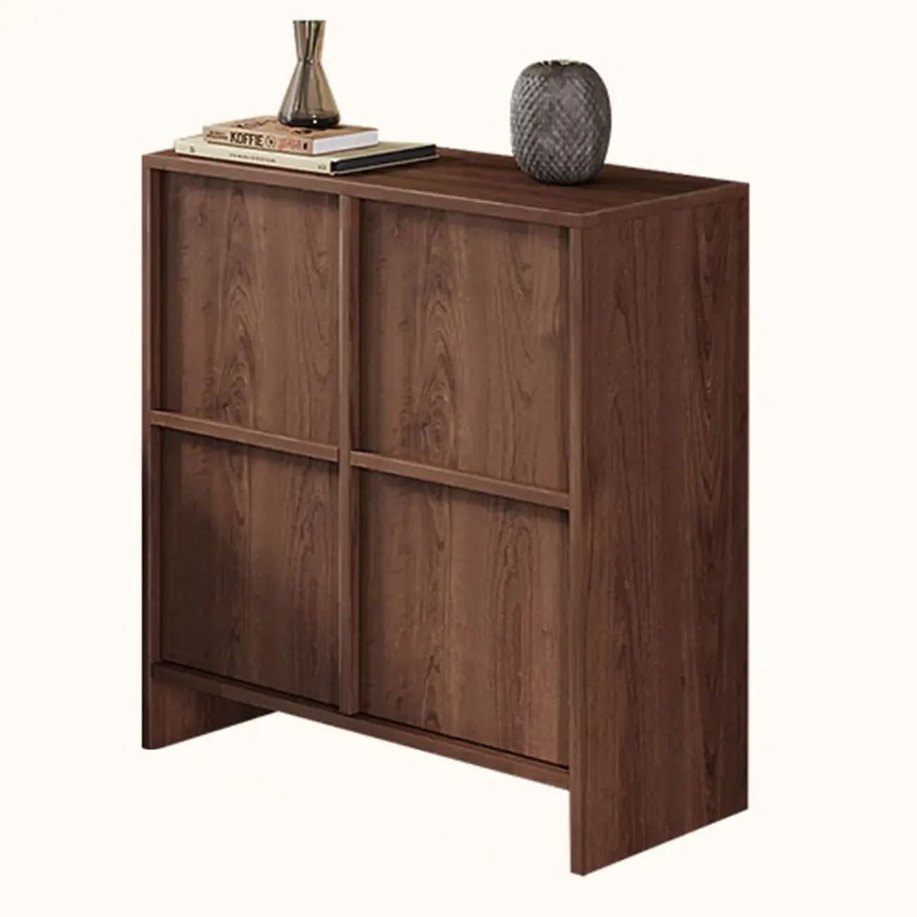 Mid-Century Modern Solid Wood Shoe Storage with 4 Tiers Image - 2