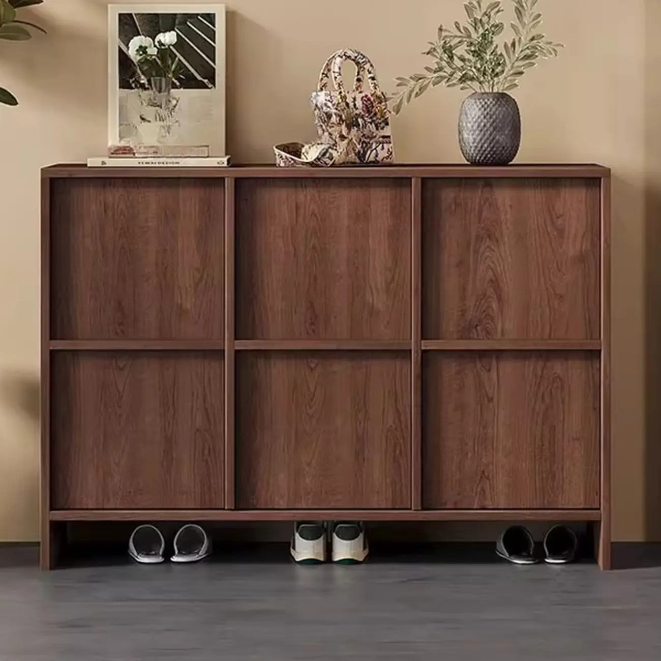 Mid-Century Modern Solid Wood Shoe Storage with 4 Tiers Image - 6 | homeyfad