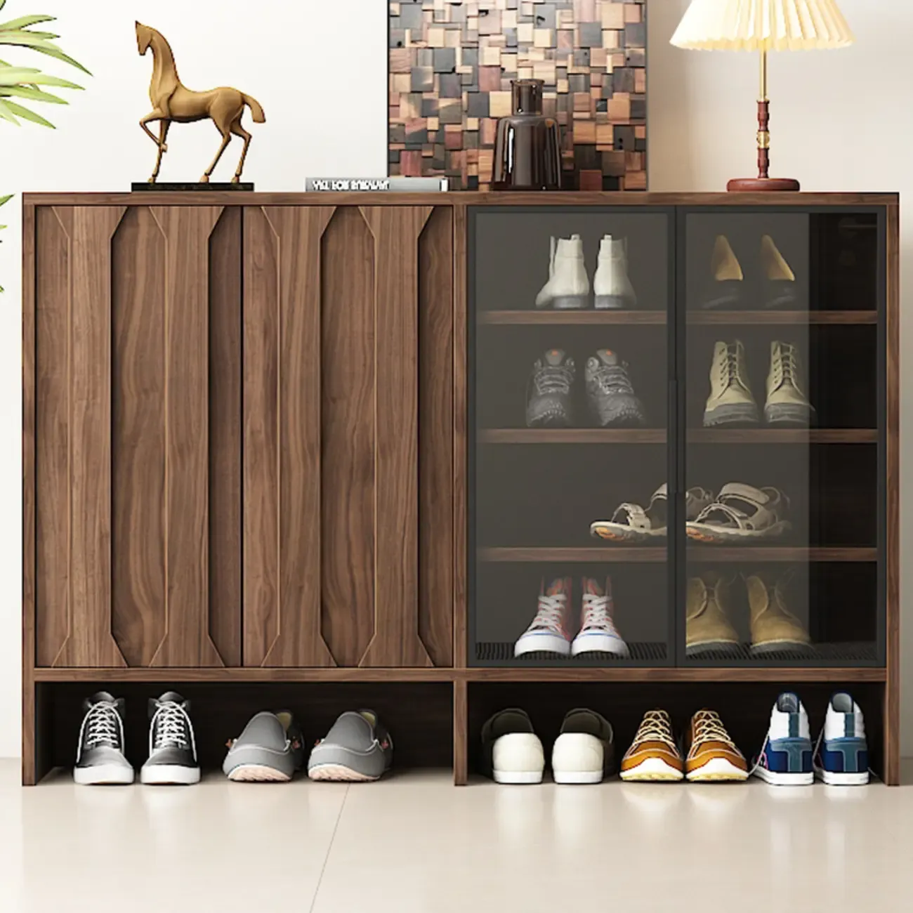 4-Tier Modern Wood Shoe Storage Bench Image - 1