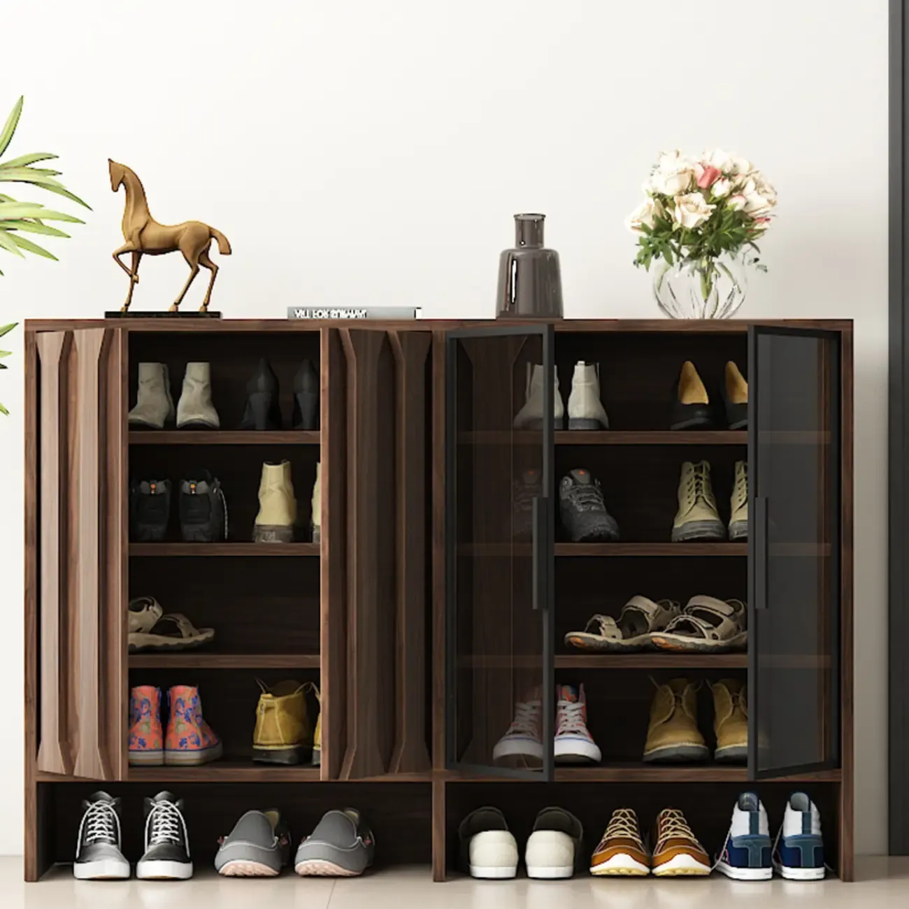 4-Tier Modern Wood Shoe Storage Bench Image - 4