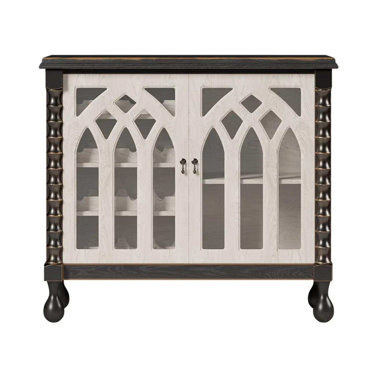 Traditional Black MDF Wine Rack Cabinet with Doors Image - 10 | homeyfad