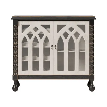 Traditional Black MDF Wine Rack Cabinet with Doors Image - 10