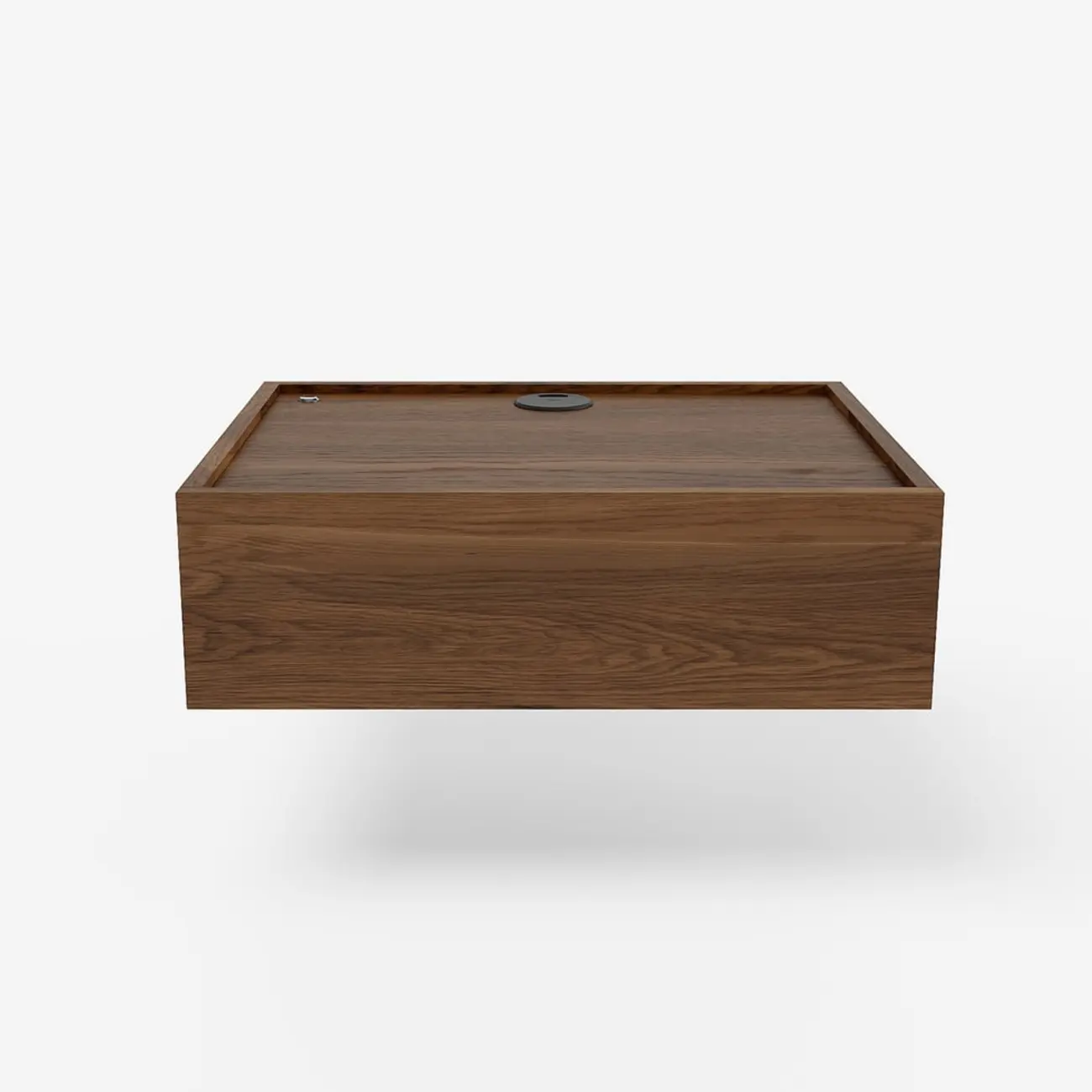 Walnut Wireless Charging Floating Nightstand with Light Set of 2 Image - 9 | homeyfad