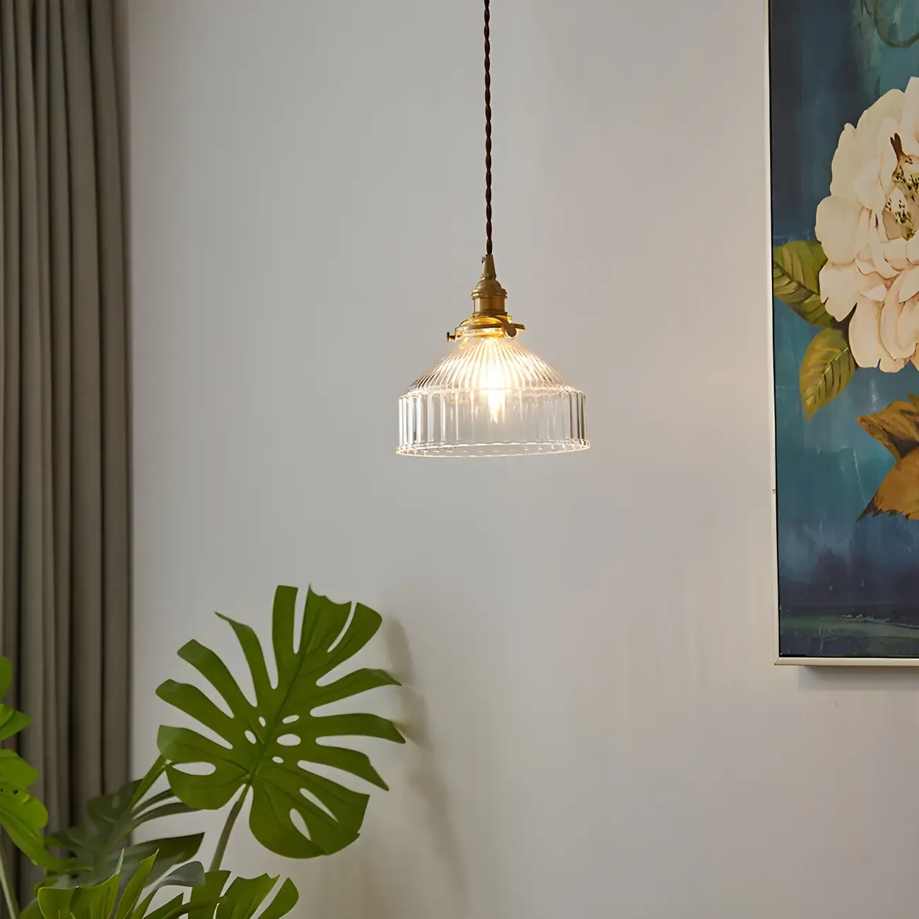 Rustic Clear Glass Pendant for Kitchen or Dining Image - 1